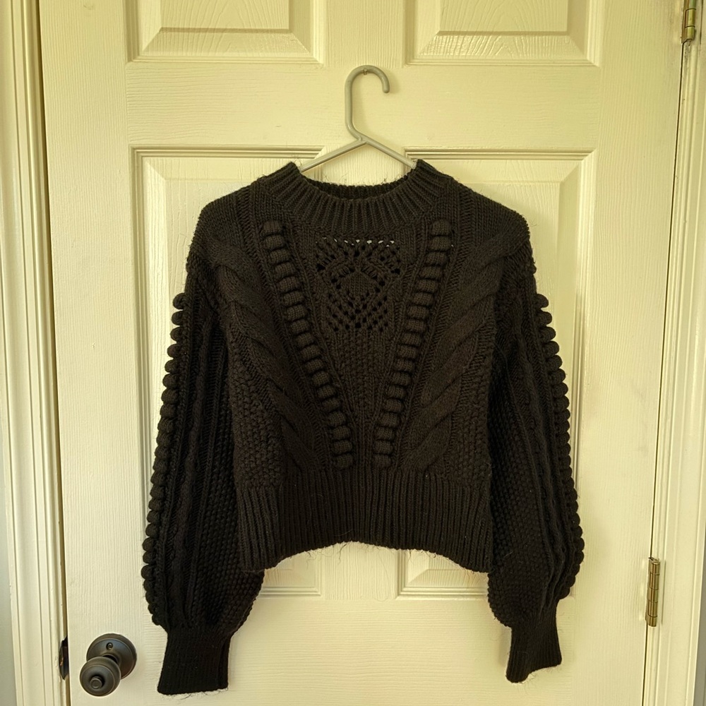 Anthropologie Chunky Knit Black Sweater
